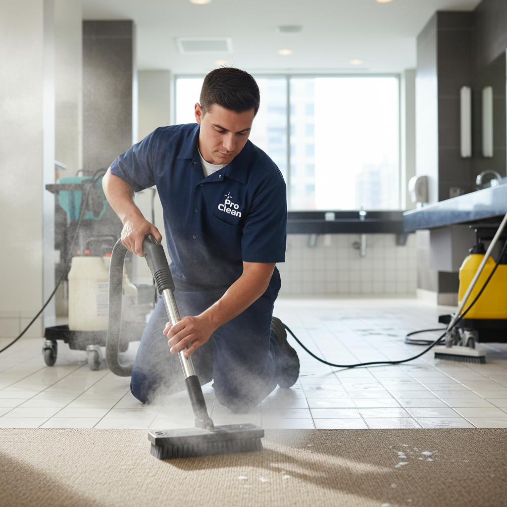 Office building lobby professional cleaning